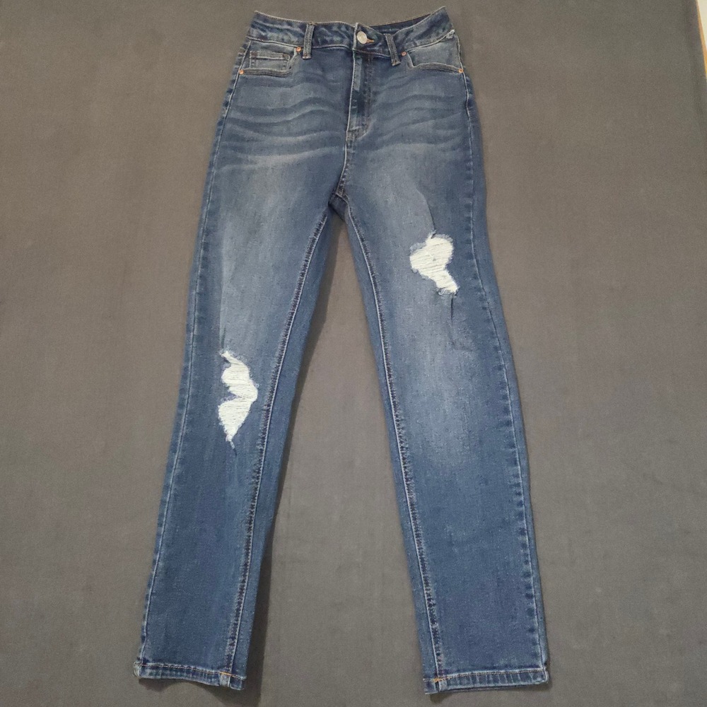 Refuge Denim Beverly Hills Jeans Womens 03‎ Blue Distressed High Rise Skinny
